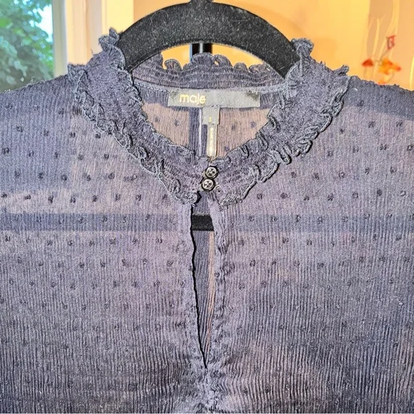 Maje Midnight Ruffle Top - Picture 2 of 8